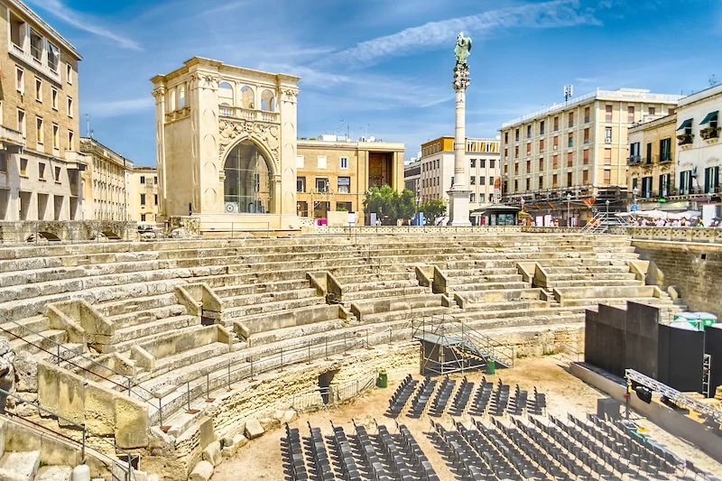 The Roman amphitheatre in Sant'Oronzo square, Lecce, Salento, Italy