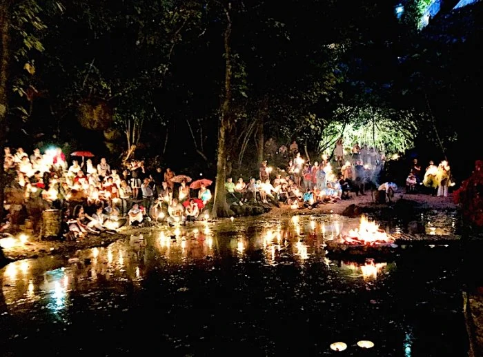 A Hanal Pixan ceremony is conducted by a shaman within the Cenote de La Vida at Tres Reyes Maya Community