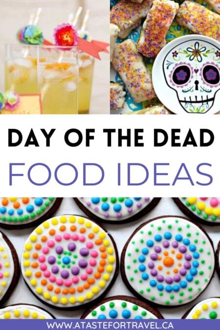 Collage of Day of the Dead Foods with text overlay with Day of the Dead Food Ideas.