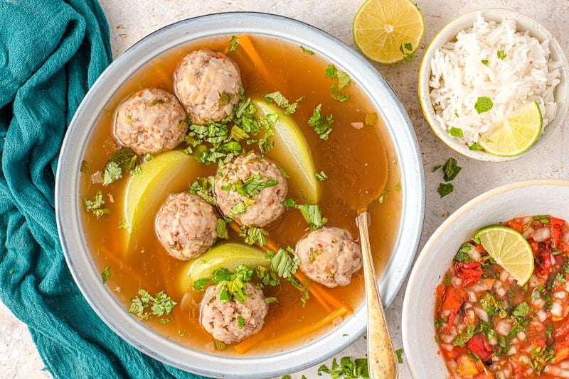Sopa de Albóndigas- Healthy Meatball Soup
