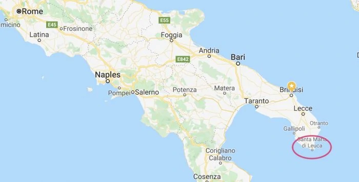 Location of Capo di Leuca Puglia Italy