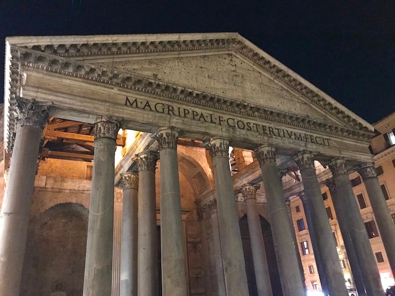 Pantheon of Rome illuminated at Night.