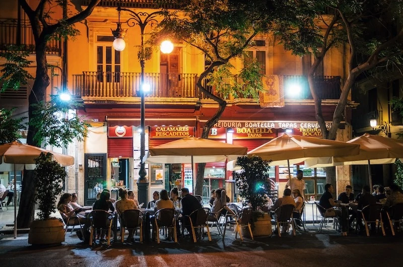 Restaurant nightlife in Valencia, Spain. 