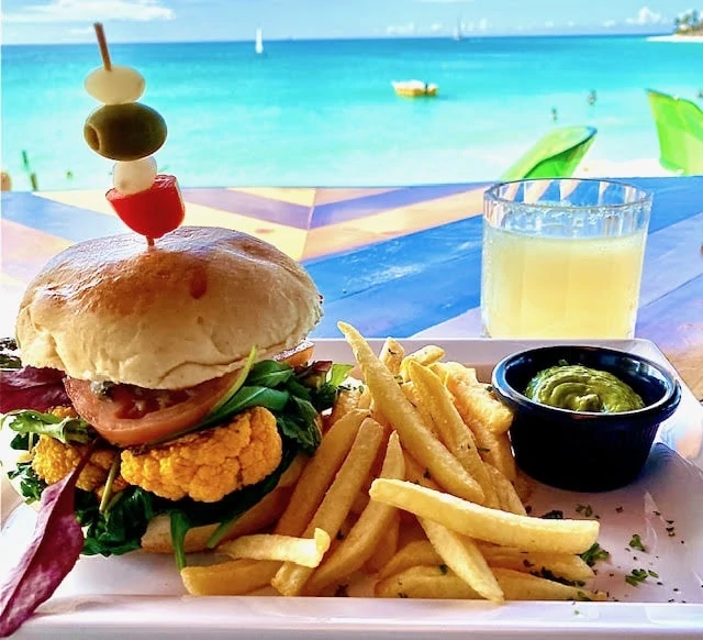 Beach bar veggie burger at Divi Resorts 