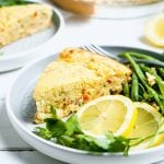 Canned Salmon Impossible Pie on a Dish