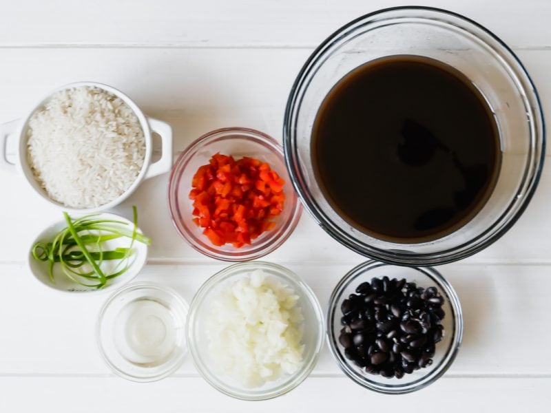 Ingredients for rice and black beans