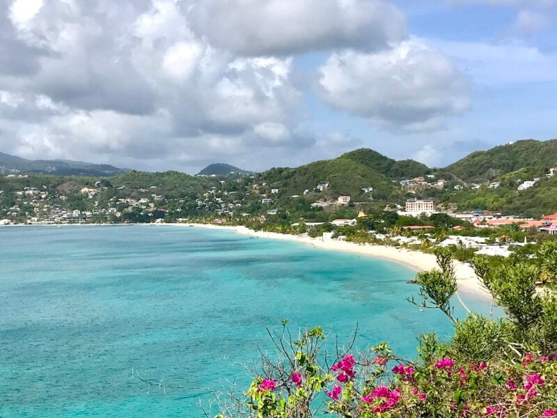 Panoramic view of Grand Anse Beach 