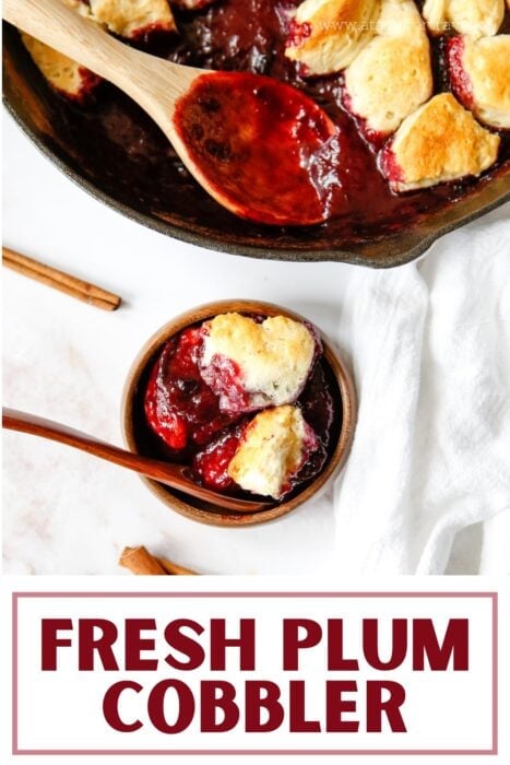 text overlay on Pinterest image for plum dessert