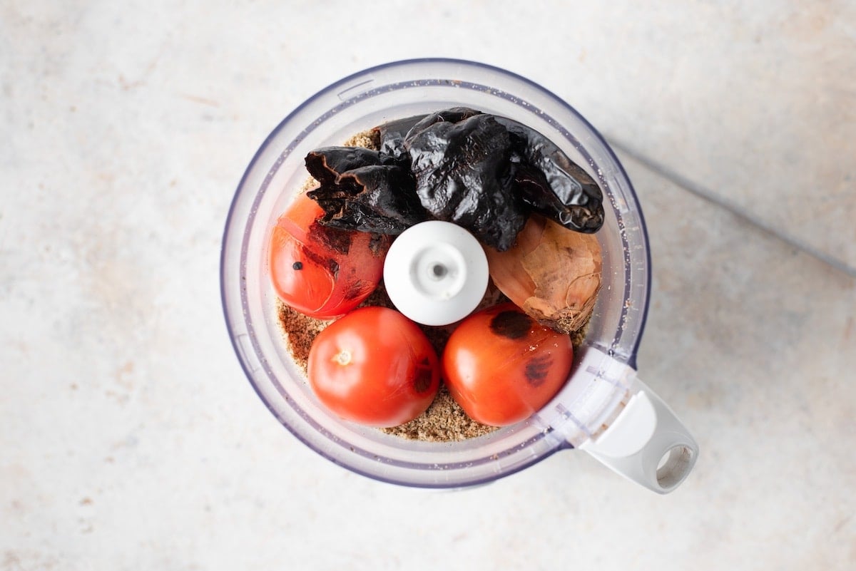 Blend vegetables in a food processor.