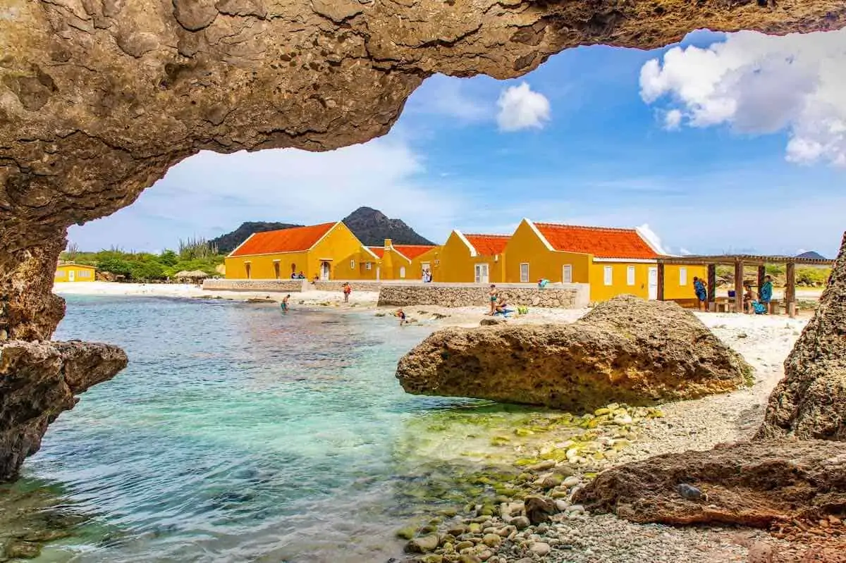 View of Boca Slagbaai, an old plantation site with spectacular clear aqua waters. (Credit Casper Douma Photography)