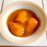 A bowl of Guatemalan conserva de mango.