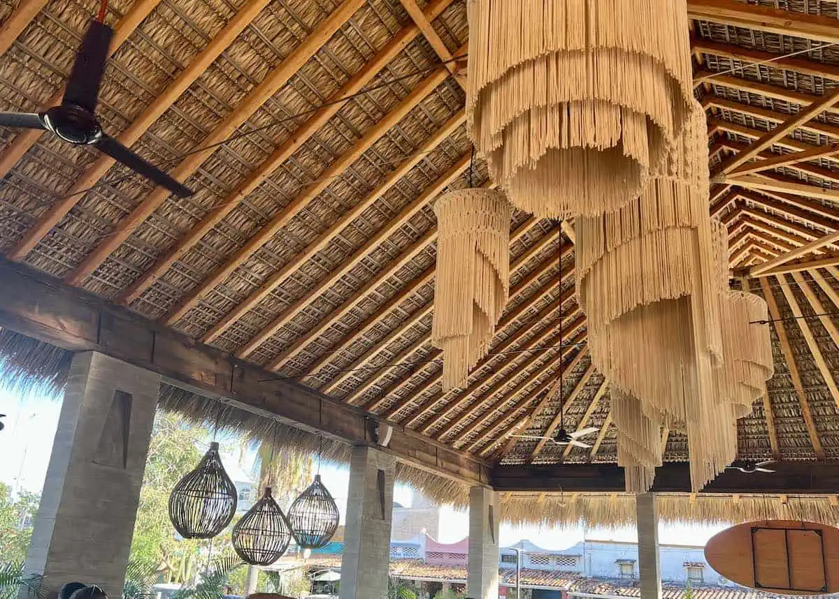 The palapa roof at El Nene in Puerto Escondido.