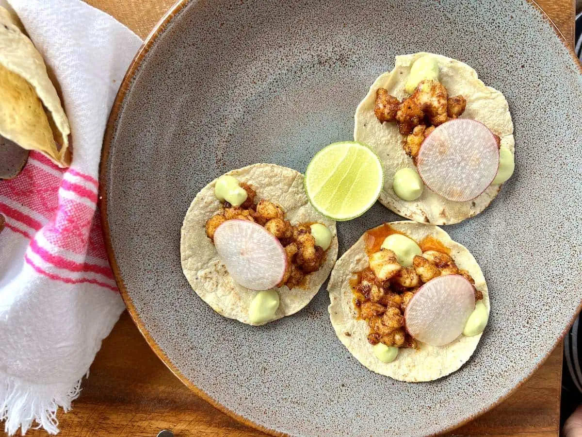 Shrimp tacos at Espandin restaurant.