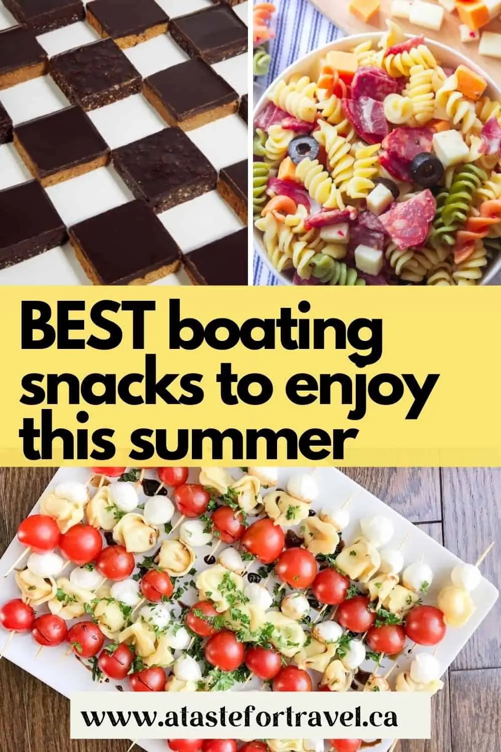 Collage of three ready to eat boat foods.