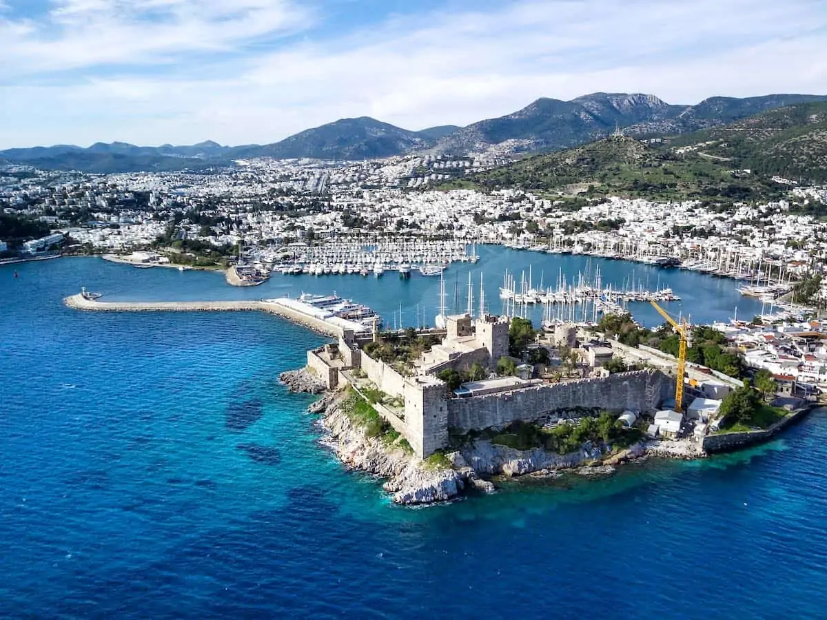 Aerial view of Bodrum Castle a top attraction in Bodrum.