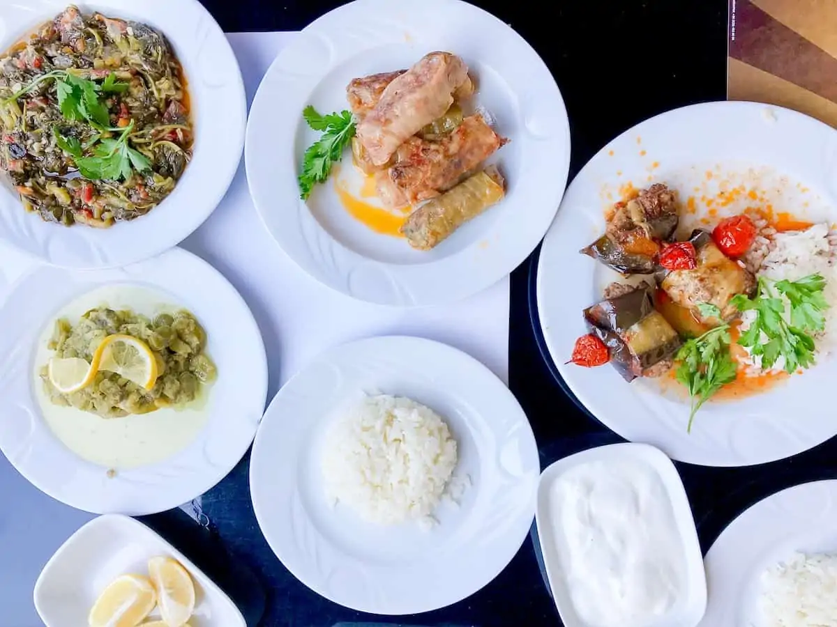A selection of Turkish dishes at Ana Oğul Lokantasi restaurant.