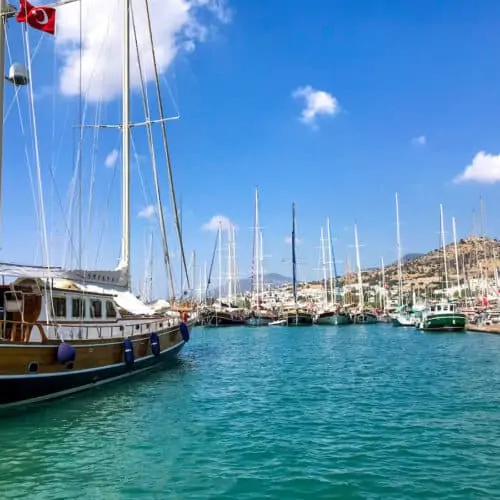 Boats in the harbour in Bodrum.