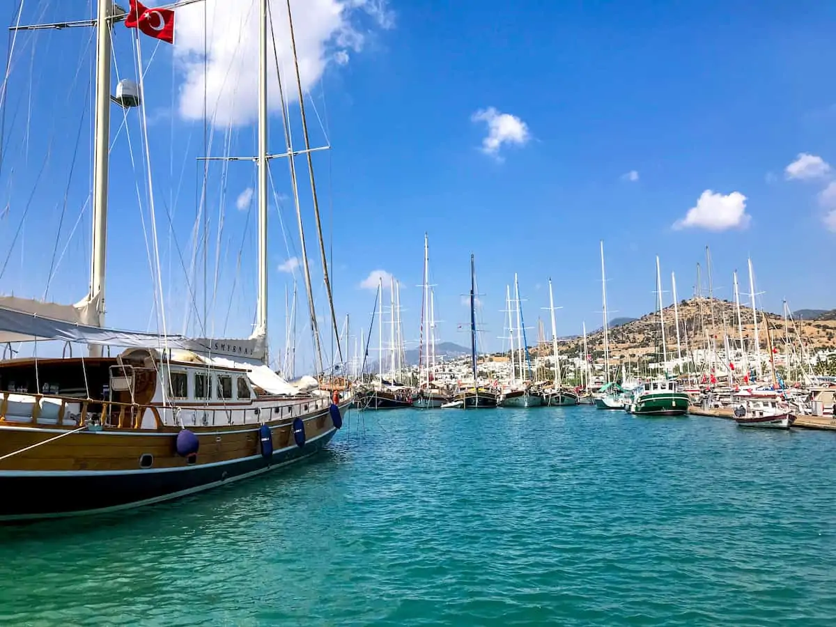 Boats in the harbour in Bodrum.