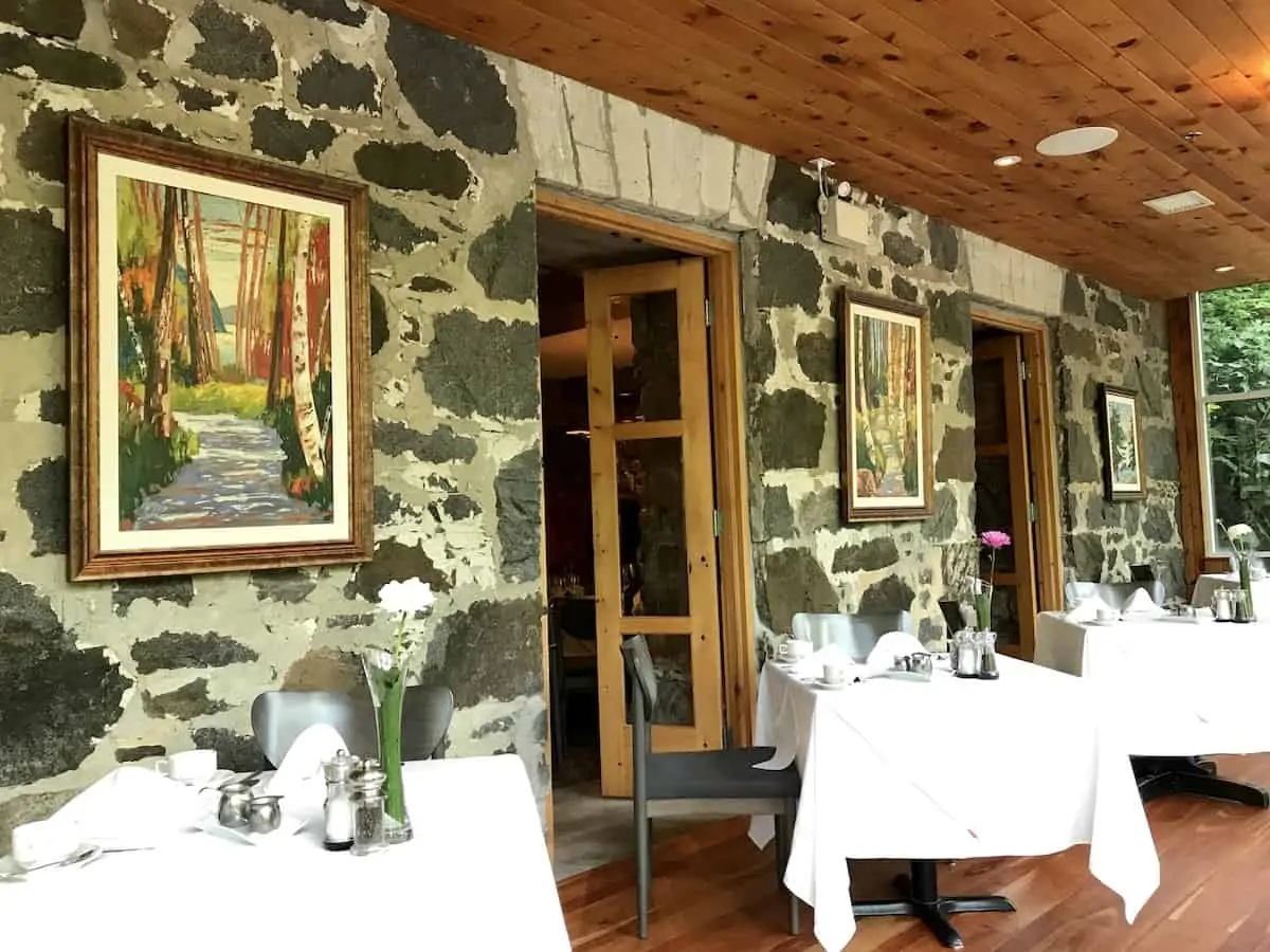 A stone wall at the Wakefield Mill restaurant.