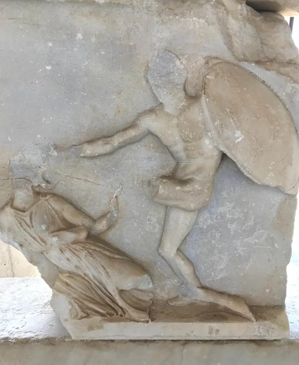 Closeup of relief at Mausoleum of Halicarnassus.
