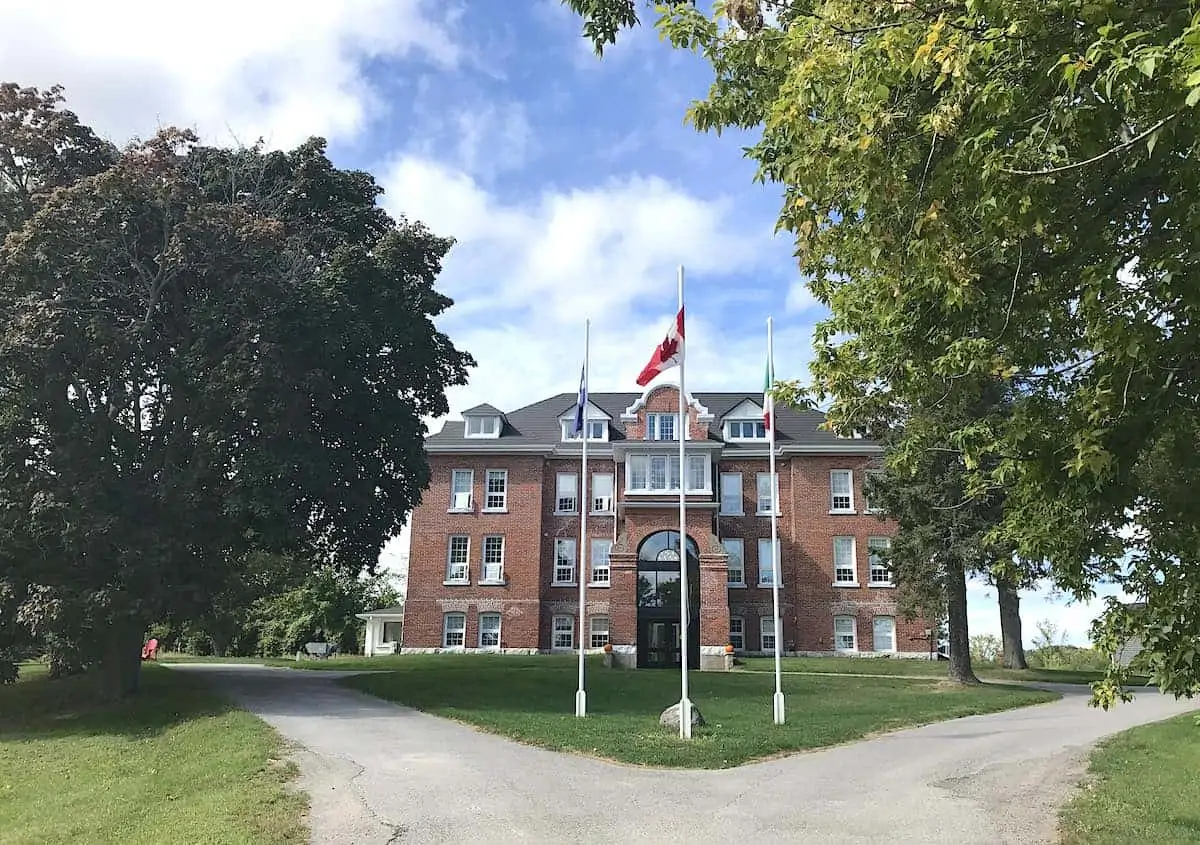 Exterior of Red Brick Lofts in Lakefield Ontario.