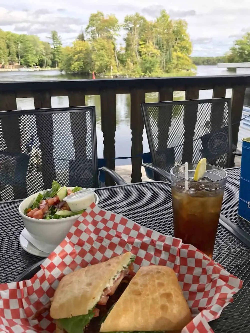 View at Lock 27 patio restaurant in Young's Point Ontario..