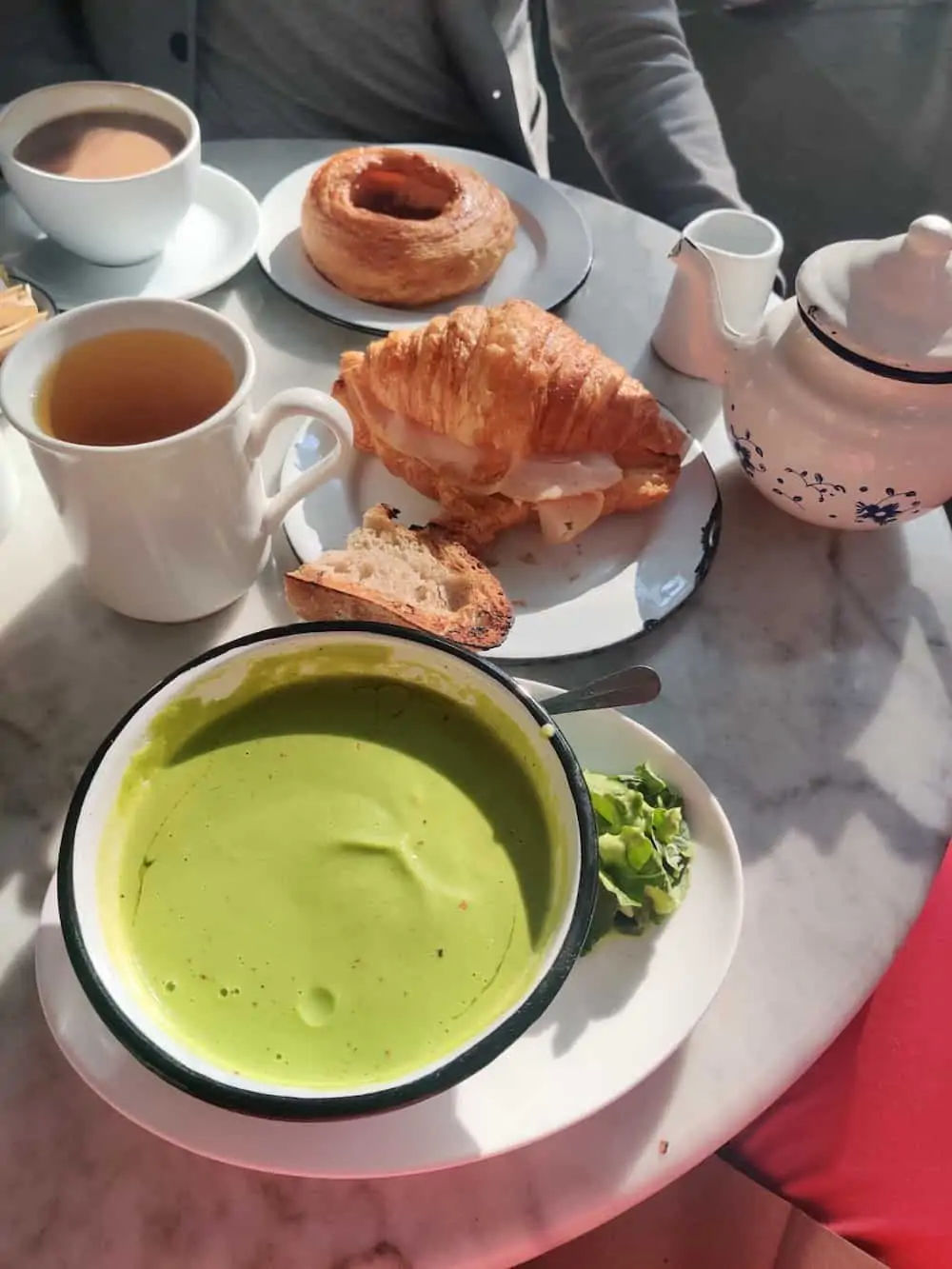 A bowl of pea soup at Panaderia Rosetta in Mexico City.