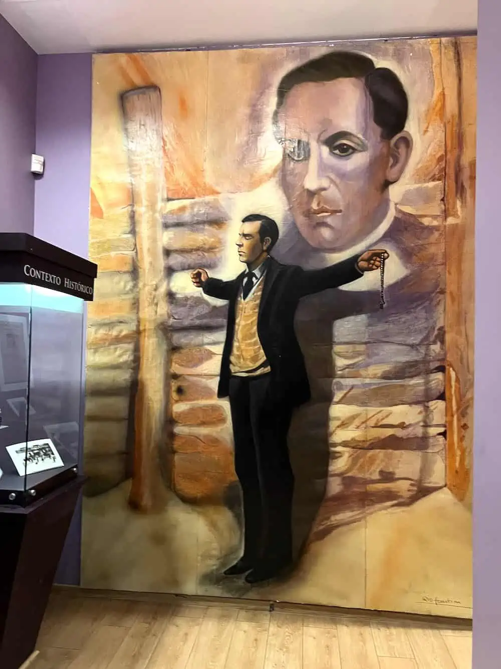An exhibit showing Jesuit priest Father Miguel Pro at the Museo Padre Pro.