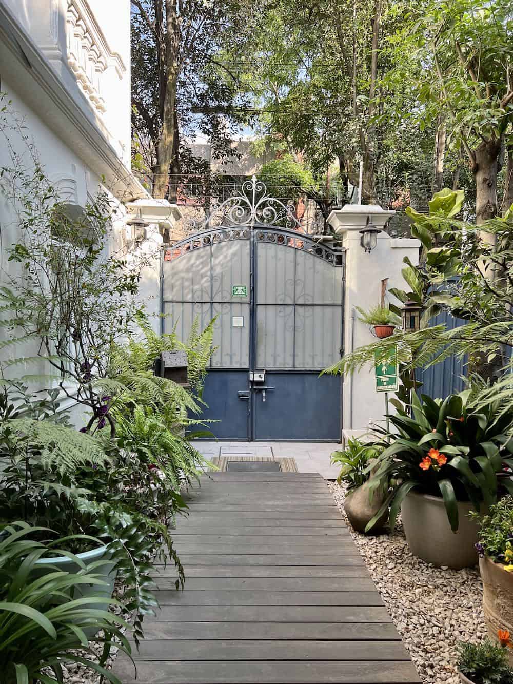 Entry gate at Hotel Villa Condesa. 