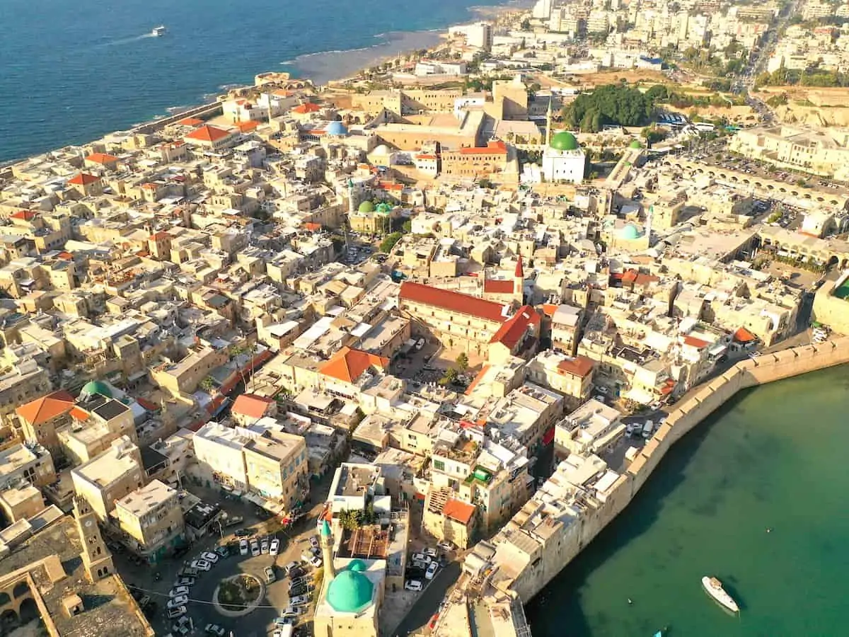 Aerial view of Akko, Israel.