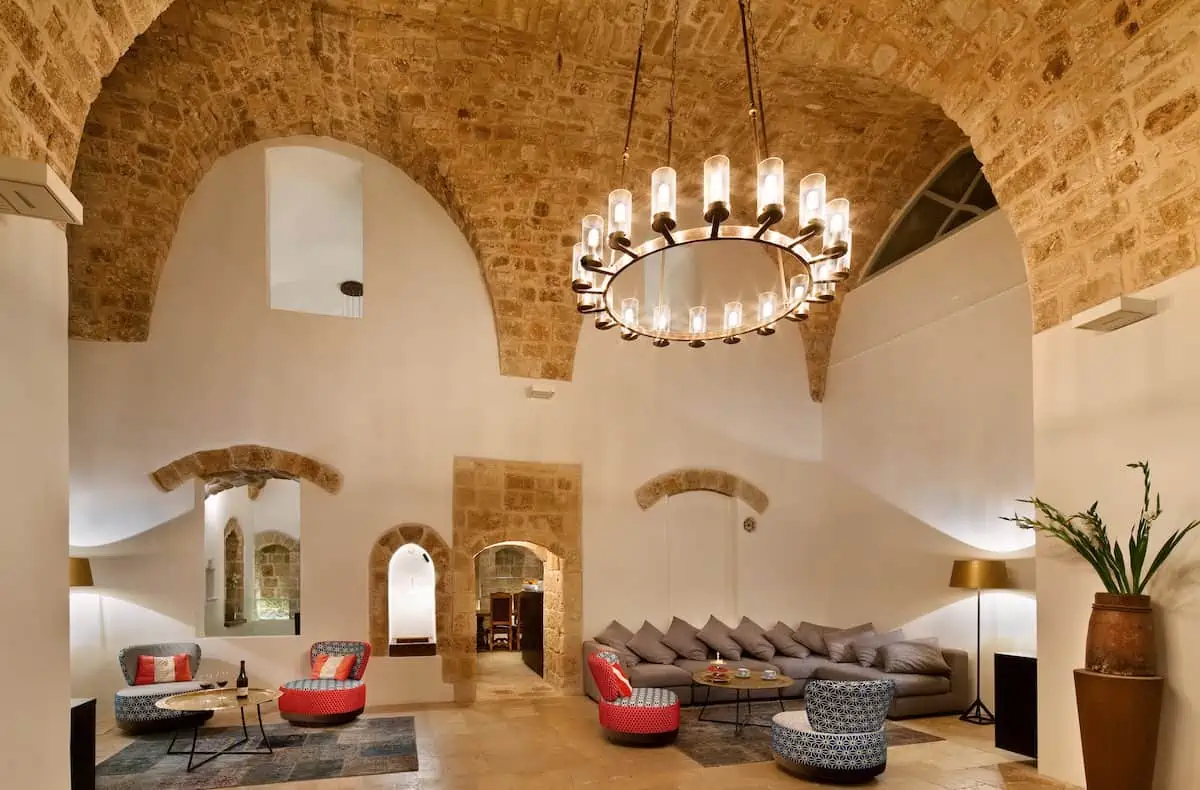 Lobby of Efendi Hotel in Akko, Israel. 