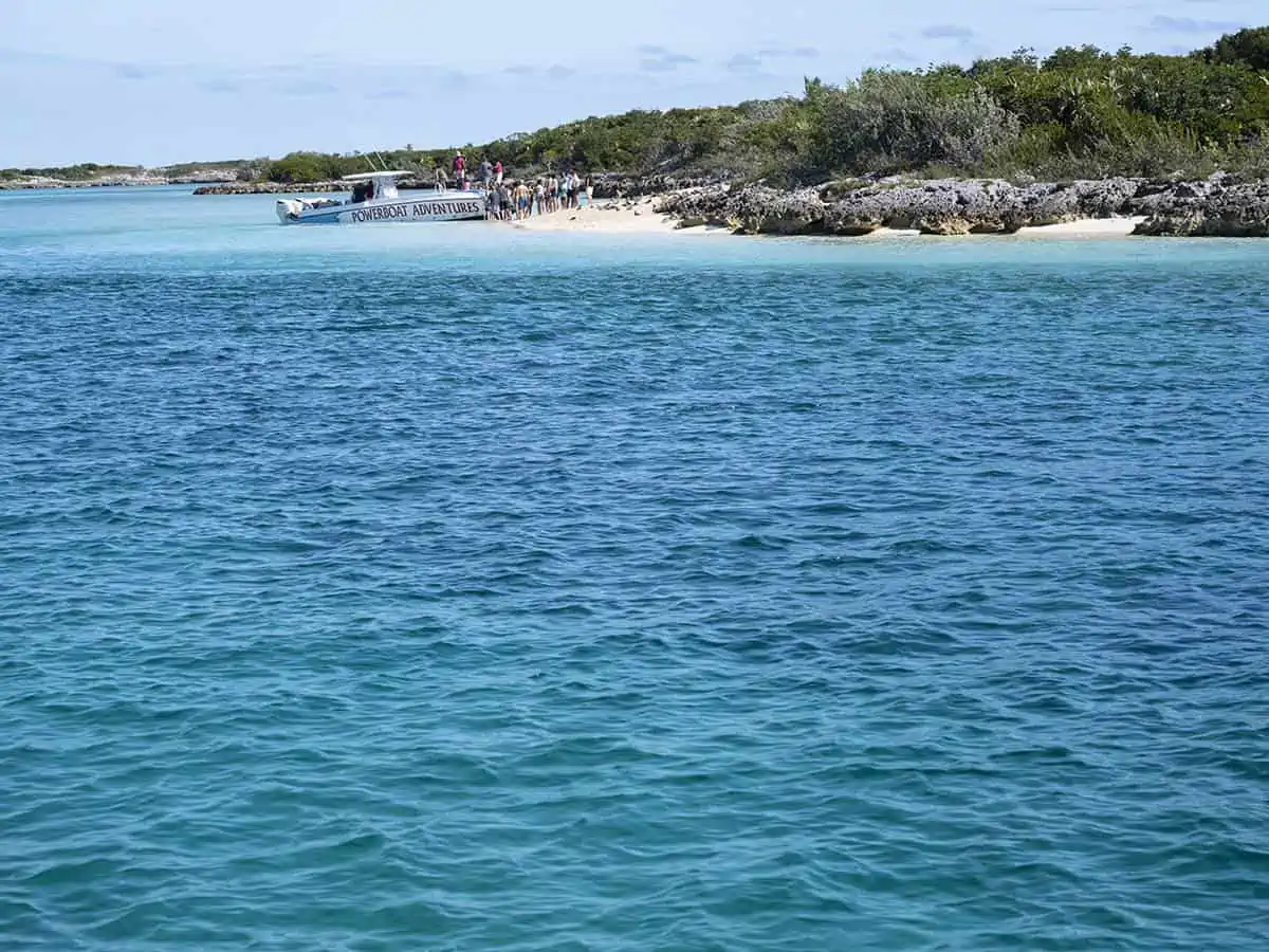 Boating at Leaf Cay in the Exhumas.