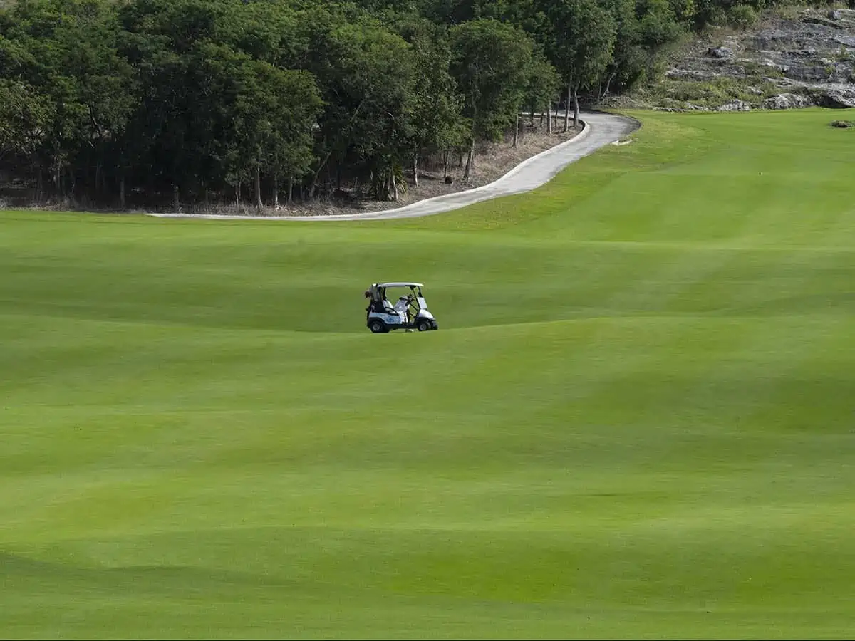 Golf cart at Royal Blue Golf Club.