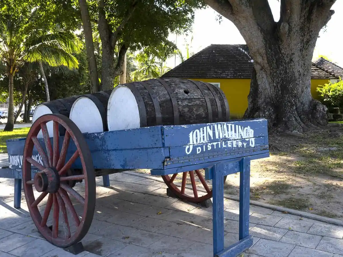 Cart at rum distillery in Nassau, Bahamas.