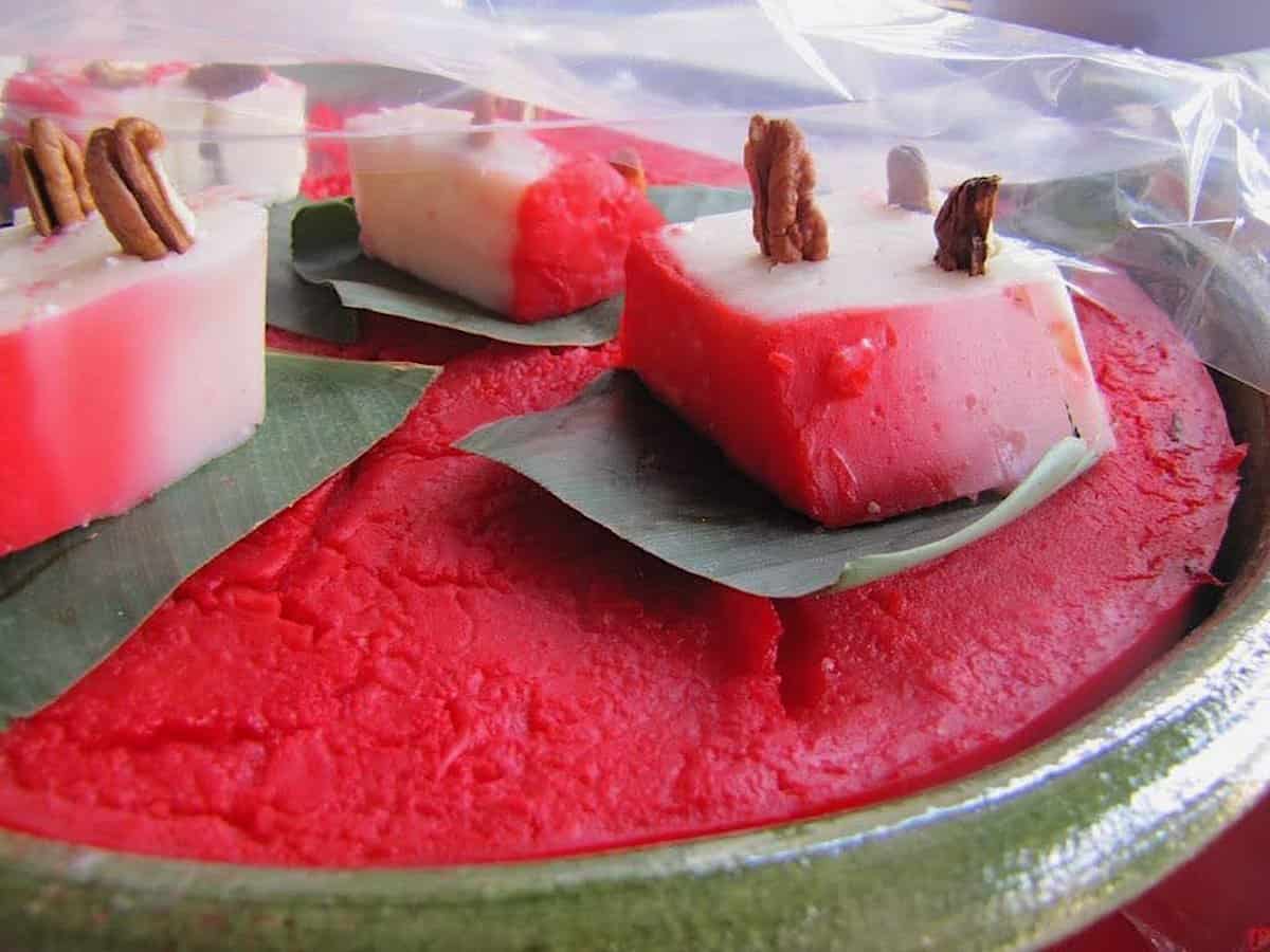A serving of Nicuatole a dessert of Oaxaca, Mexico. 