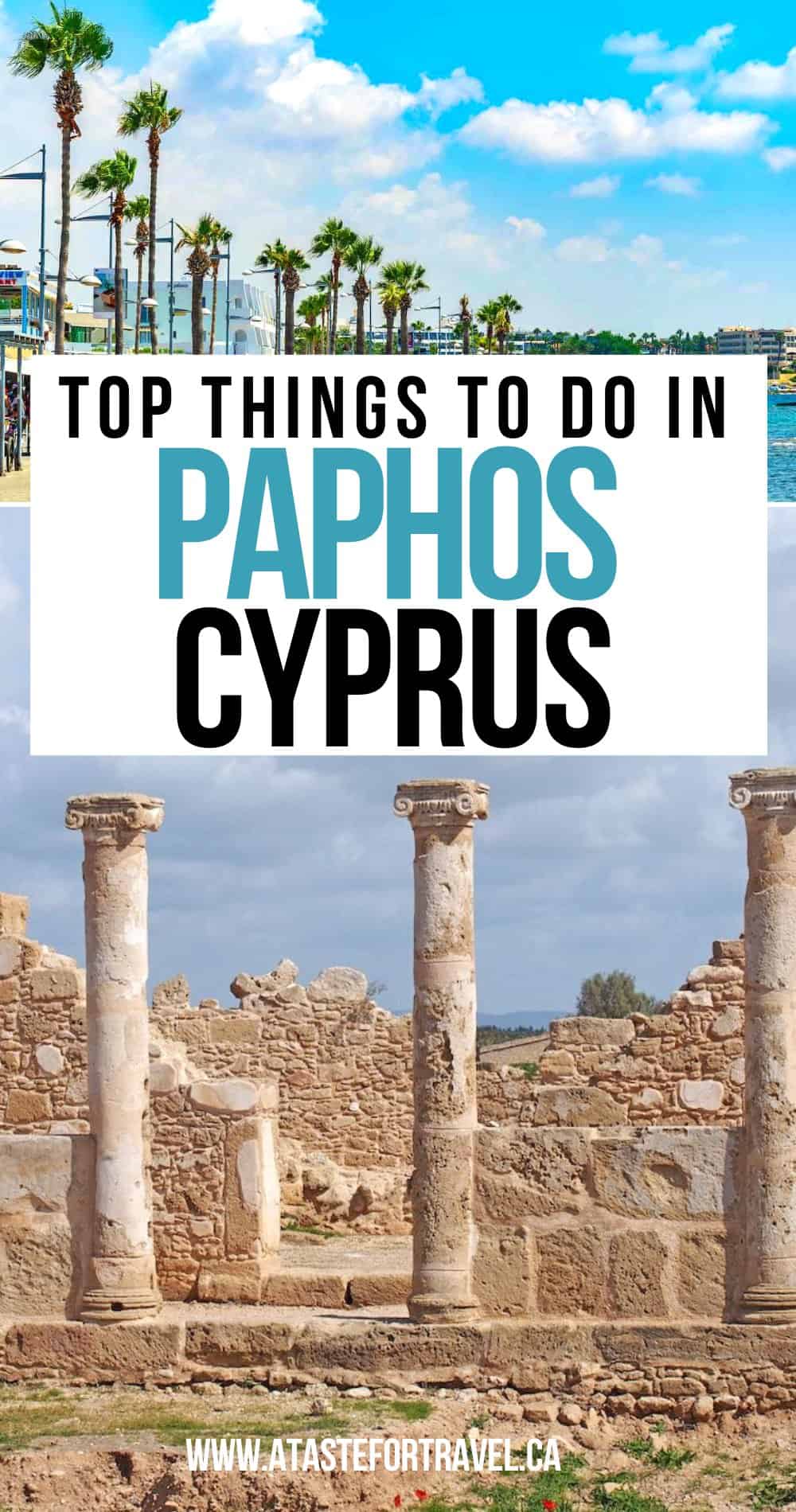 Collage of Paphos sights for Pinterest. 