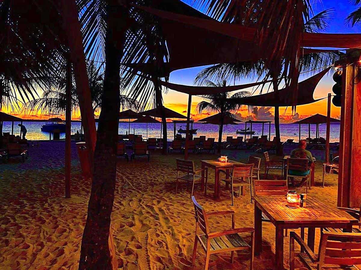 Sunset at Spice Beach Club on Bonaire.