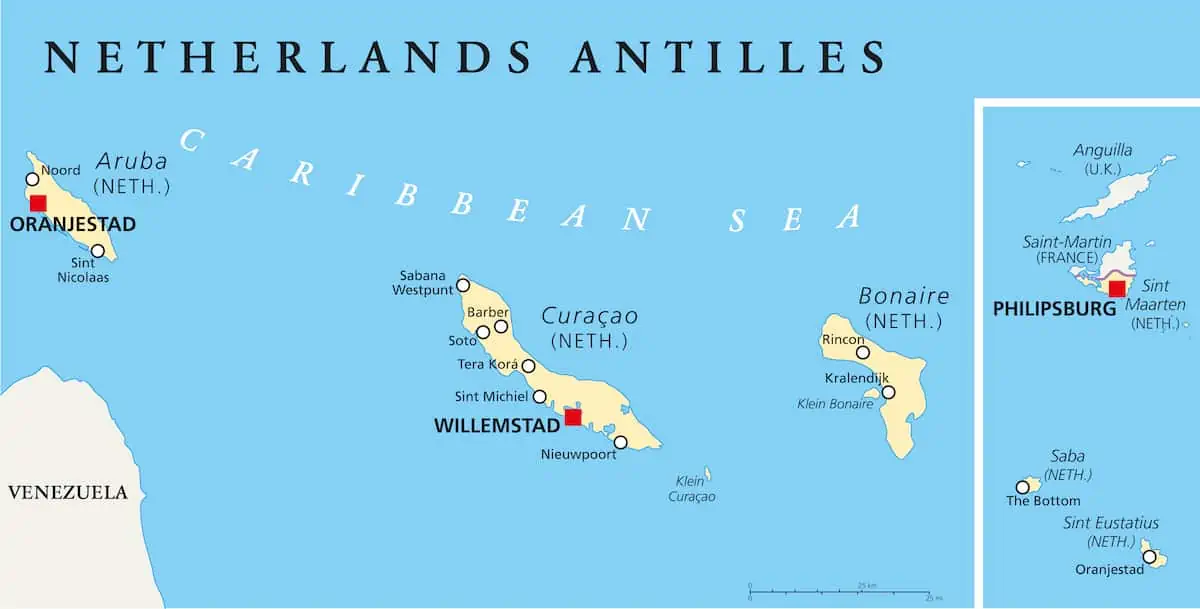 A map of the Netherlands Antilles