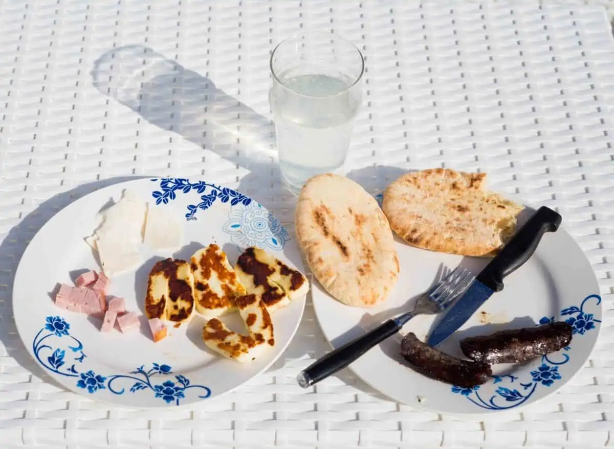 A typical breakfast in Cyprus.