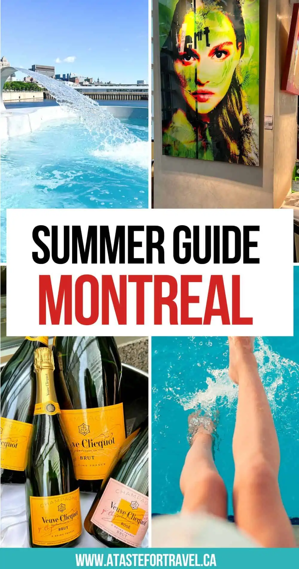 Collage of things to do in Montreal in summer with Pinterest text. 