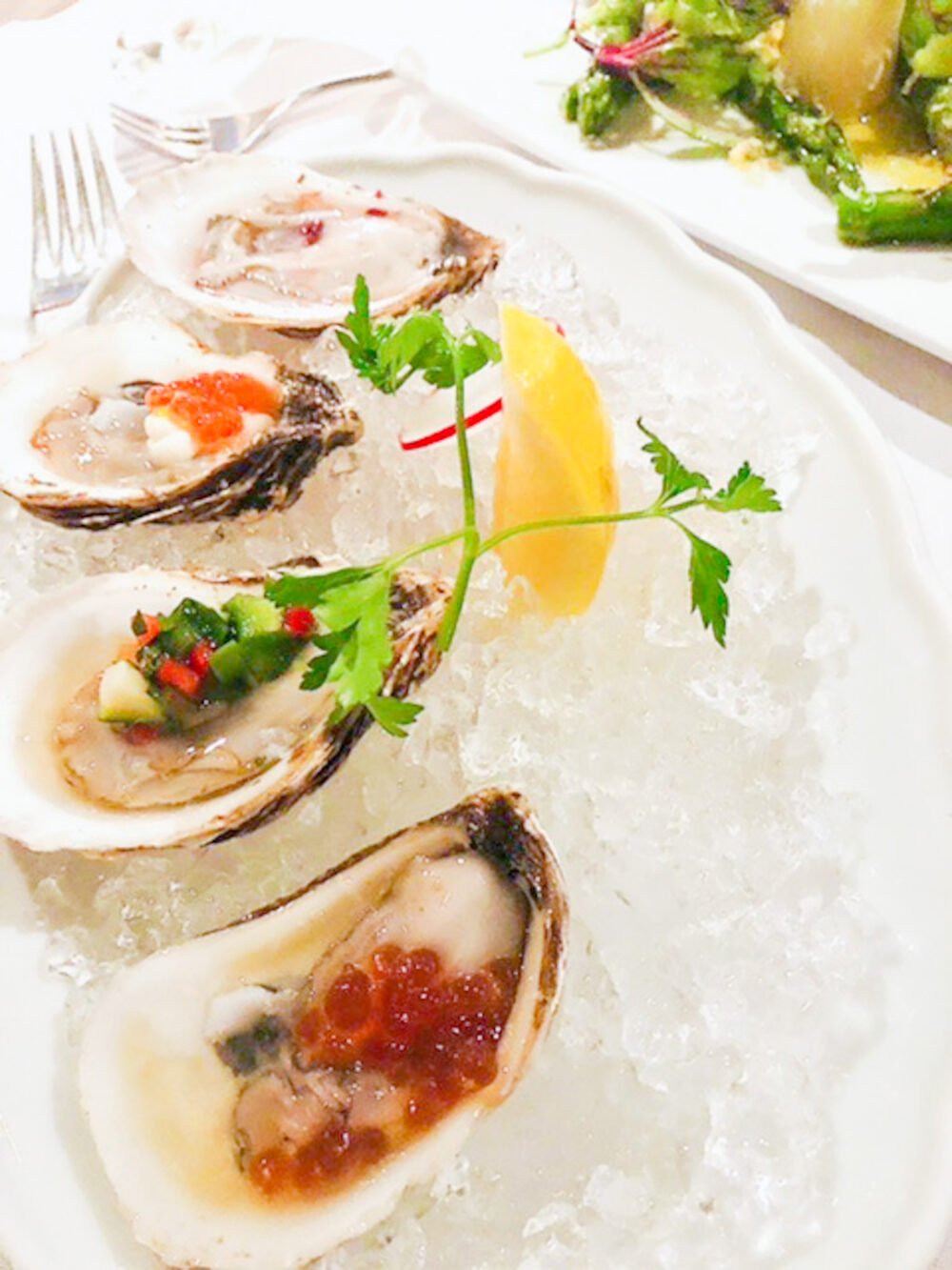 Fresh oysters at Araxi restaurant in Whistler.