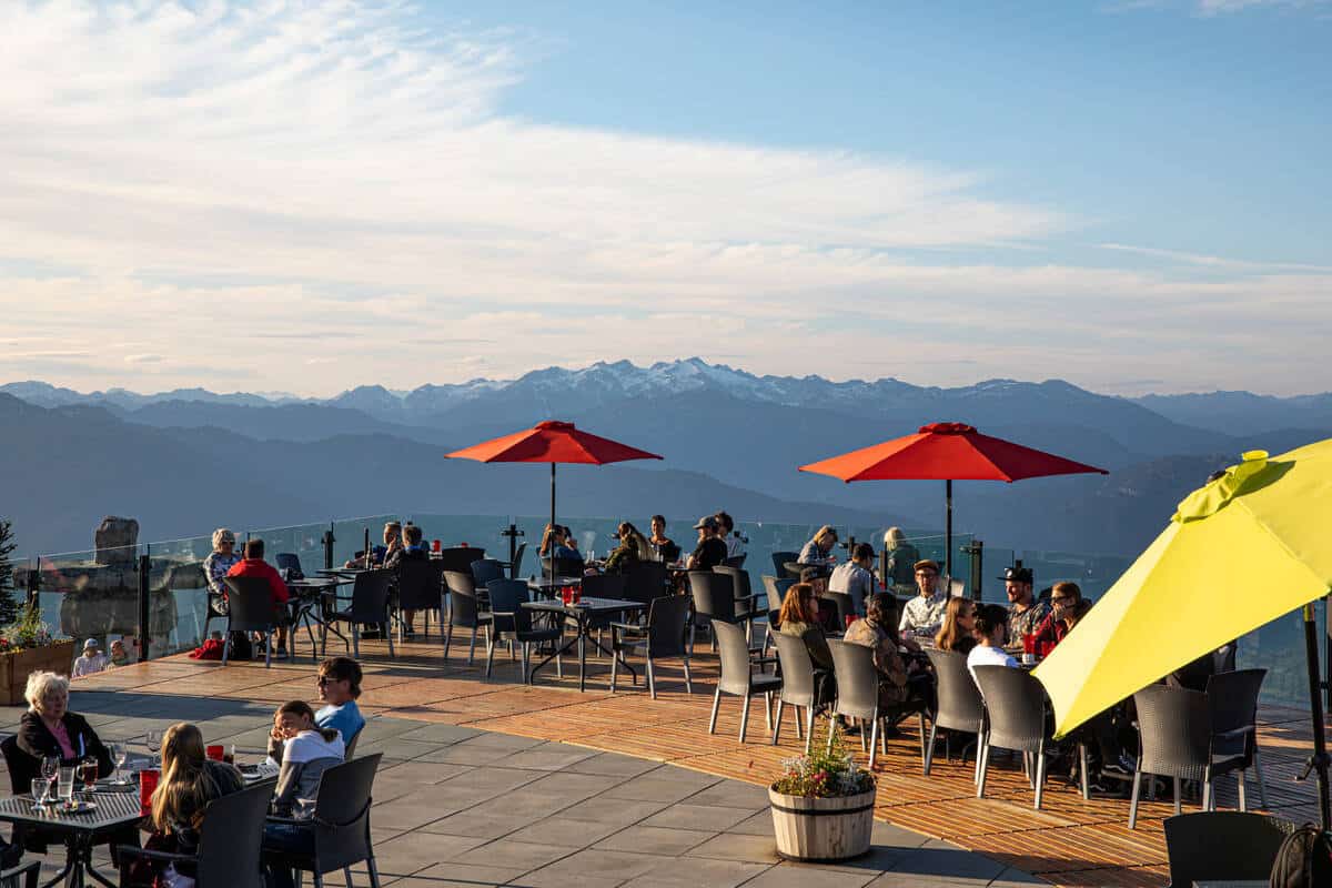 People dining outdoors in Whistler.