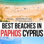 Three beautiful beaches in Cyprus with text overlay for Pinterest.