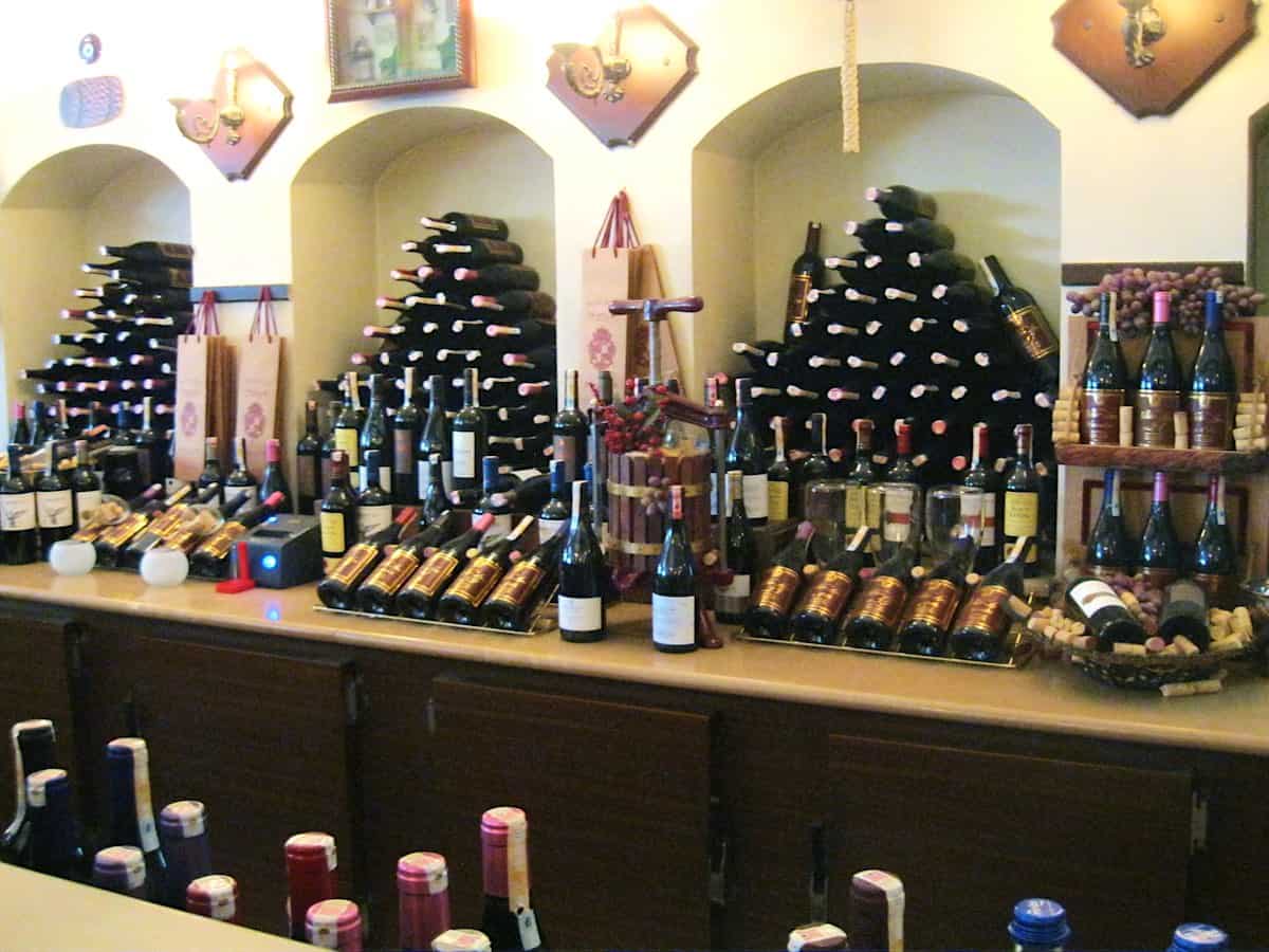 A row of bottles in the Viktor Levi Wine Bar in Istanbul.