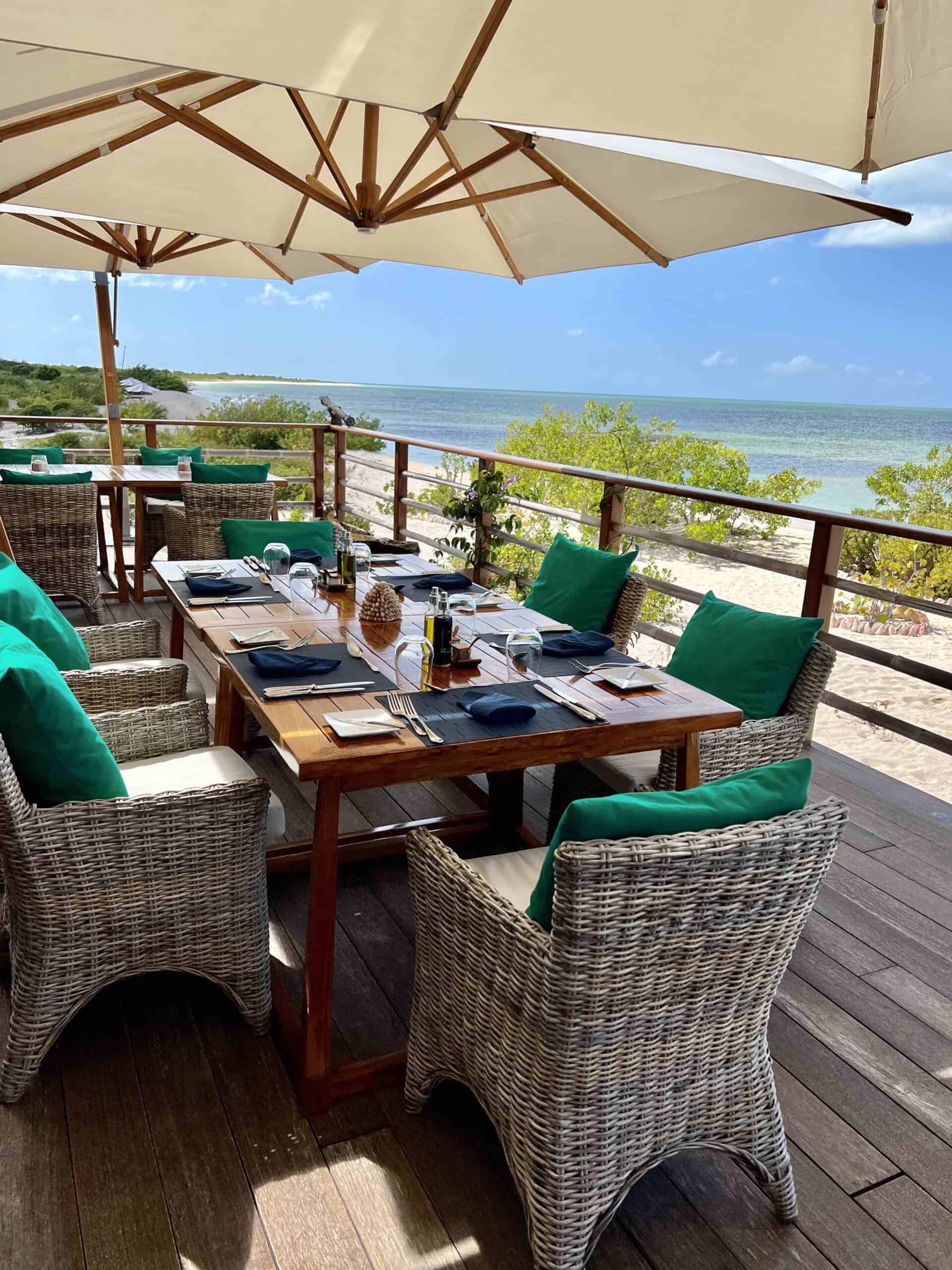 Outdoor terrace at the Barbuda Belle.