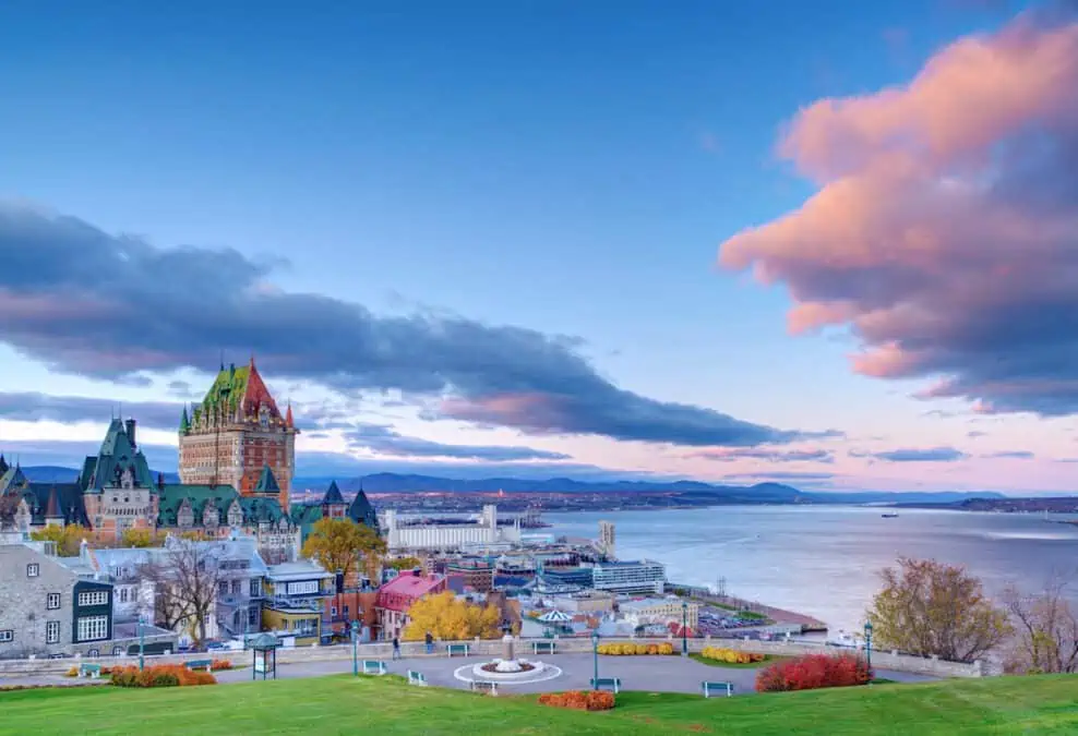 Panoramic view of Quebec City and the St. Lawrence River. ot