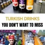 Collage of traditional Turkish drinks.