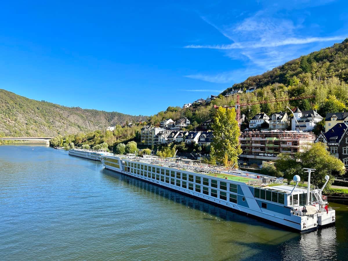 Emerald Sky cruise ship in Cochem on the Moselle River.