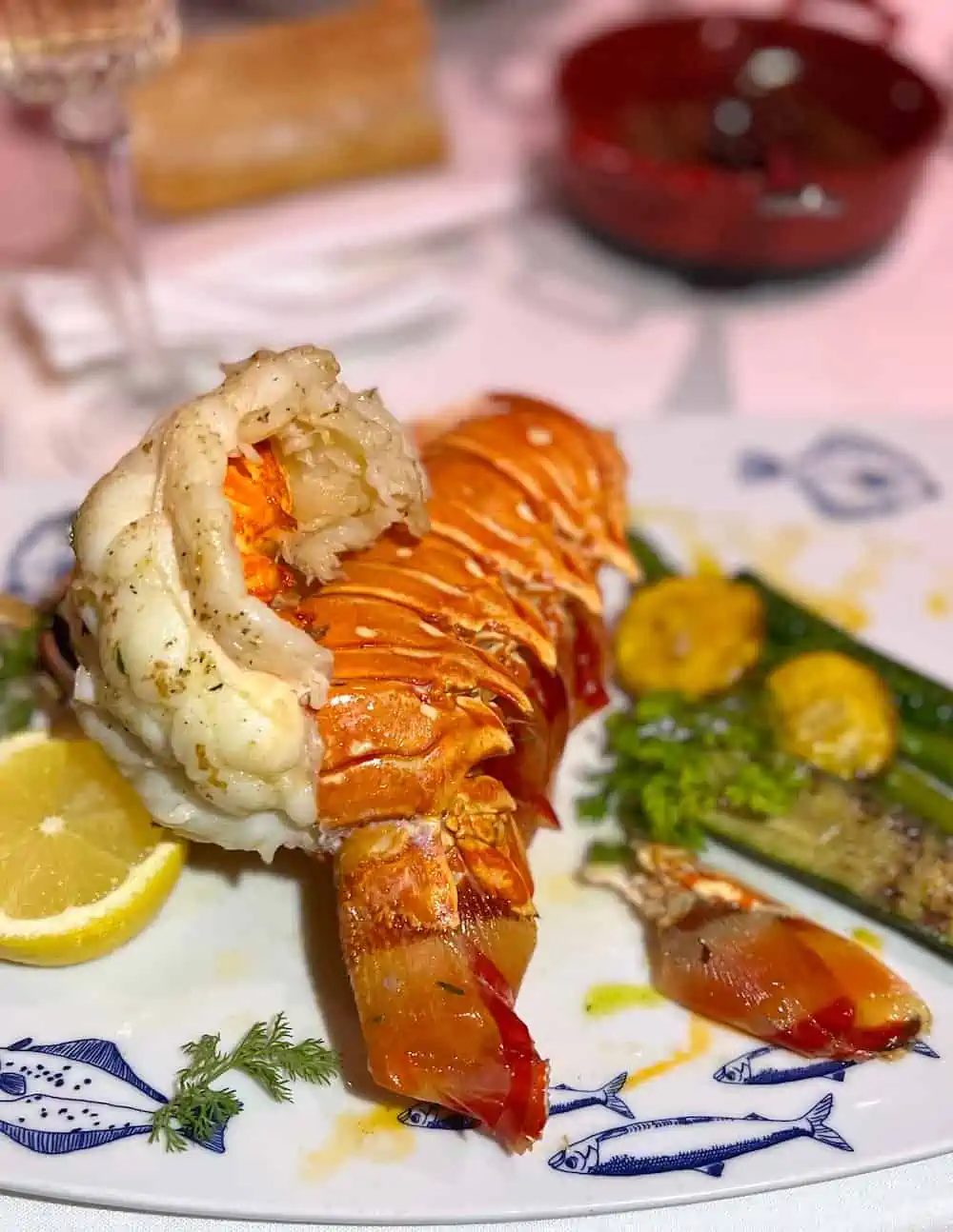 Close up of lobster tail at Rudi's Sel de Mer restaurant.