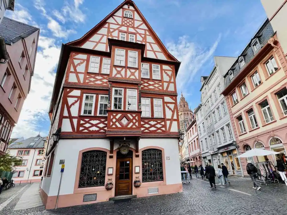 A half-timbered building in Mainz, Germany.